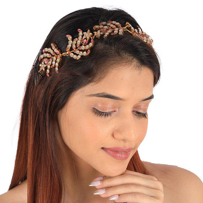 RIANA JEWELLERY Pink White Matha Patti