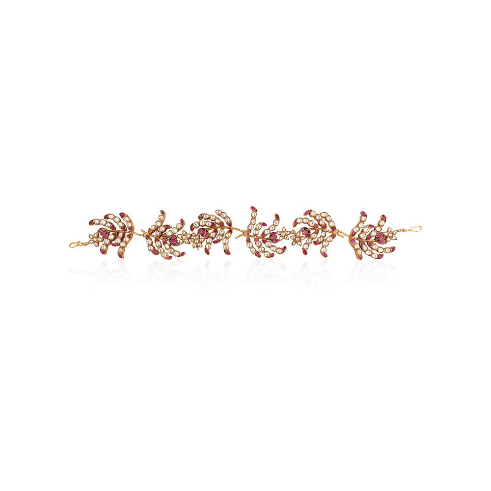 RIANA JEWELLERY Pink White Matha Patti