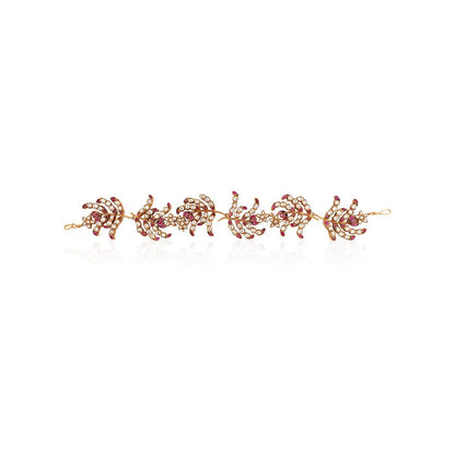 RIANA JEWELLERY Pink White Matha Patti