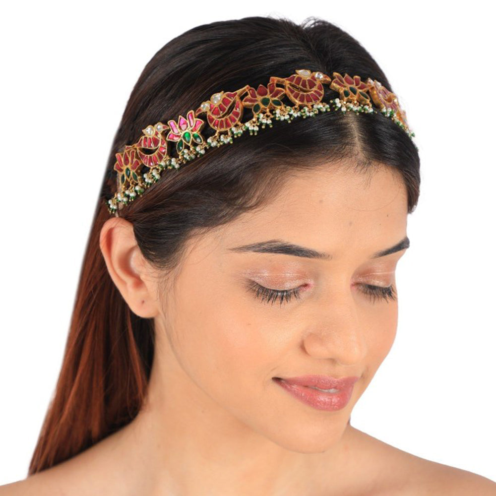 RIANA JEWELLERY Lotus & Peacock Motives Matha Patti