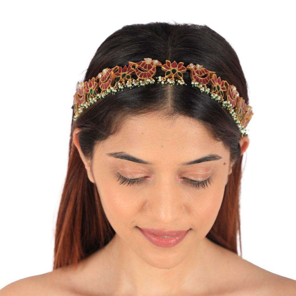 RIANA JEWELLERY Lotus & Peacock Motives Matha Patti
