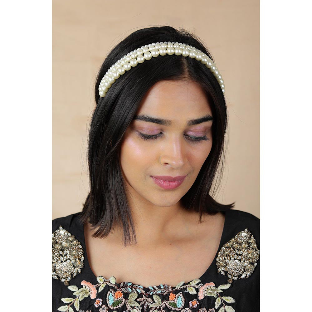 RIANA JEWELLERY Statement Pearl Matha Patti For Women
