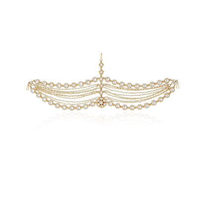 RIANA JEWELLERY Bridal Wear Matha Patti In Ethnic Royal Style With Pearls In 3 Layers