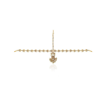 RIANA JEWELLERY White Traditional Matte Gold Finish Hairband