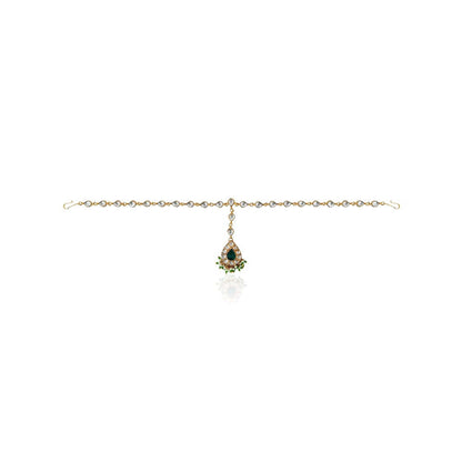 RIANA JEWELLERY Indian Embellished Green White Stone Delicate Indo Western Matha Patti For Women