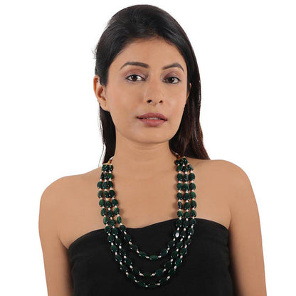 RIANA JEWELLERY Emerald Green Beads Necklace