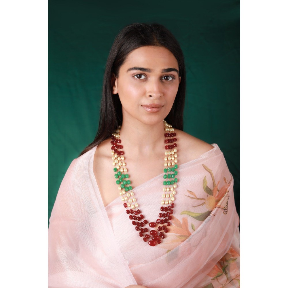 RIANA JEWELLERY Multicolour Semiprecious Jade Stone Beads Necklace For Women