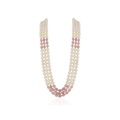 RIANA JEWELLERY Gold Plated Pink Beaded Pearl Necklace Maala Gift For Women