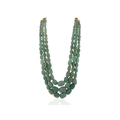 RIANA JEWELLERY Three Layer Onyx Stone Beads Necklace For Women