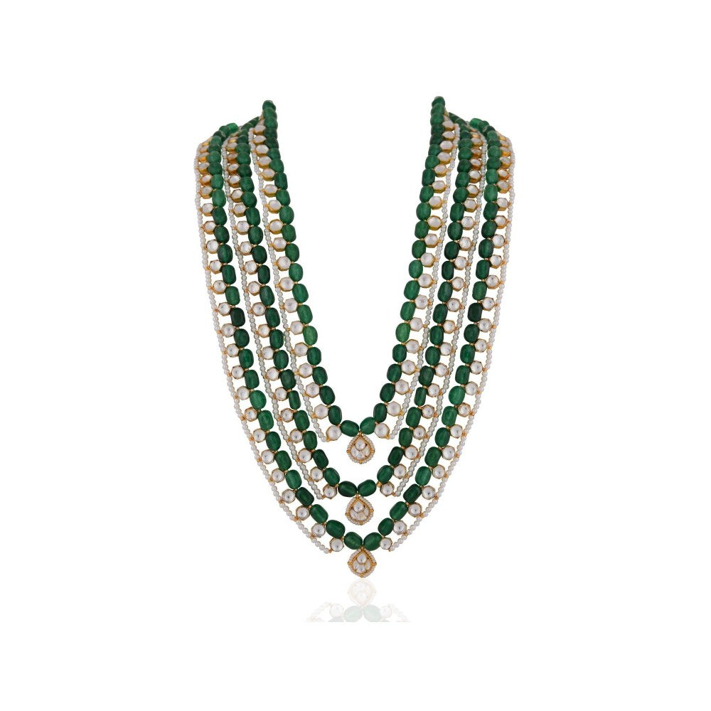 RIANA JEWELLERY Indian Handcrafted Jade Beaded With Jadtar Stone Necklace Pearl Stone Necklace