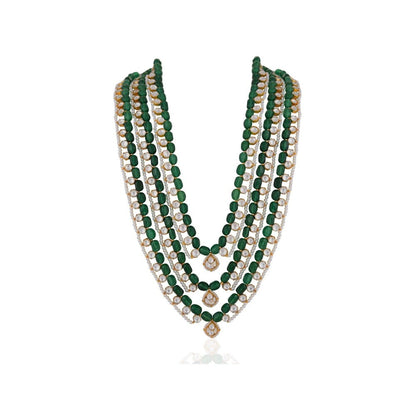 RIANA JEWELLERY Indian Handcrafted Jade Beaded With Jadtar Stone Necklace Pearl Stone Necklace