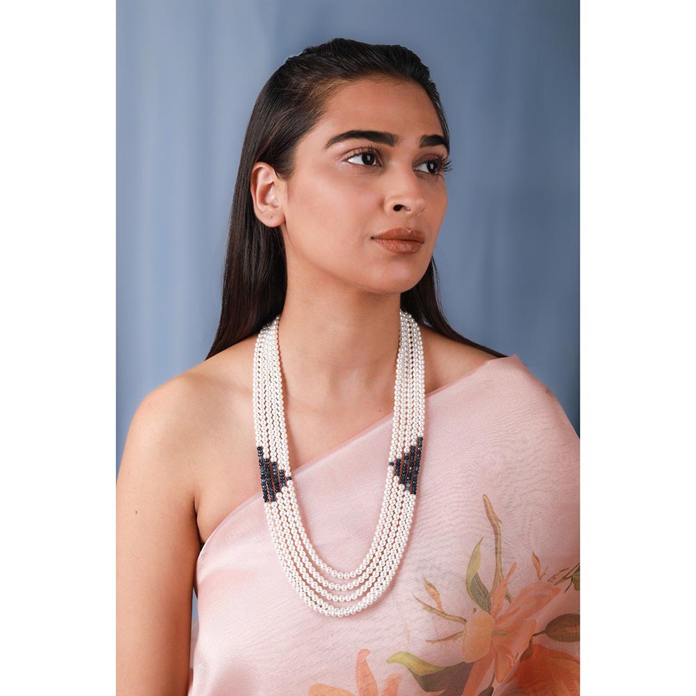 RIANA JEWELLERY Blue Saphire Beads Traditional Wear Maala For Women