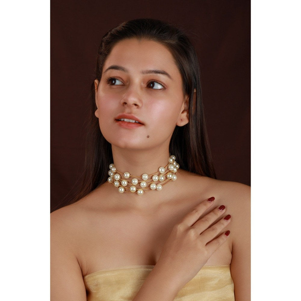 RIANA JEWELLERY Midwestern Pearl Layered Choker Necklace