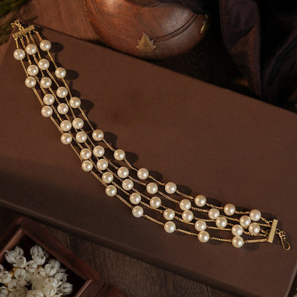 RIANA JEWELLERY Midwestern Pearl Layered Choker Necklace