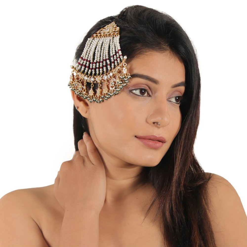 RIANA JEWELLERY Green Minakari Passa