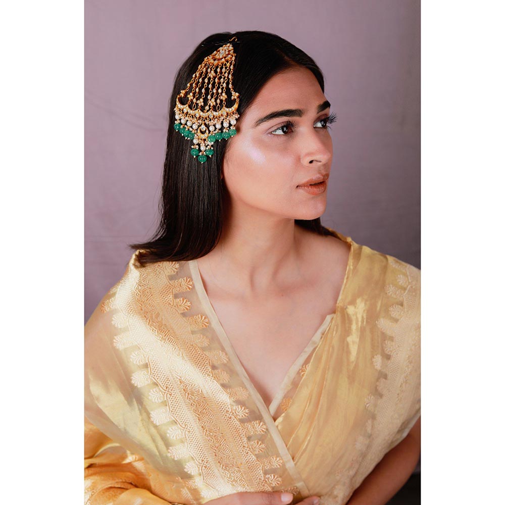 RIANA JEWELLERY 22Kt Gold Plated Traditional Handcrafted Green Passa