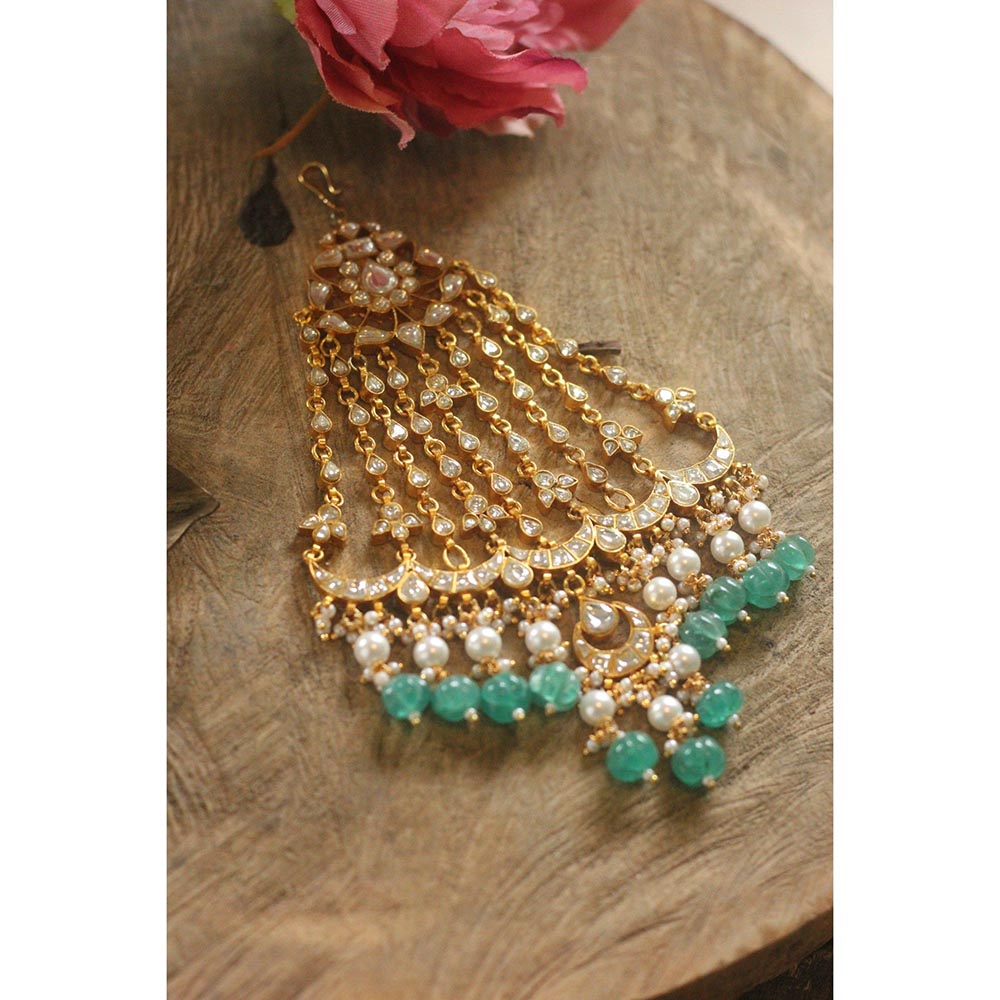 RIANA JEWELLERY 22Kt Gold Plated Traditional Handcrafted Green Passa