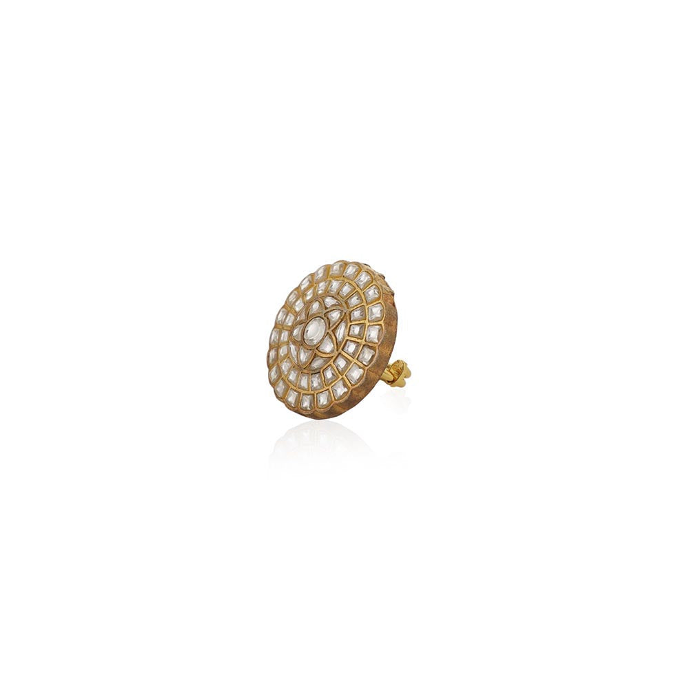 RIANA JEWELLERY White Flower Jadtar Ring