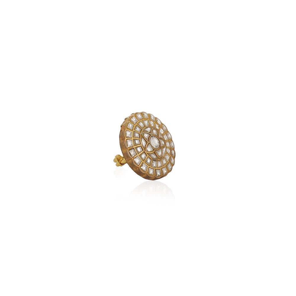 RIANA JEWELLERY White Flower Jadtar Ring