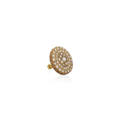 RIANA JEWELLERY White Flower Jadtar Ring