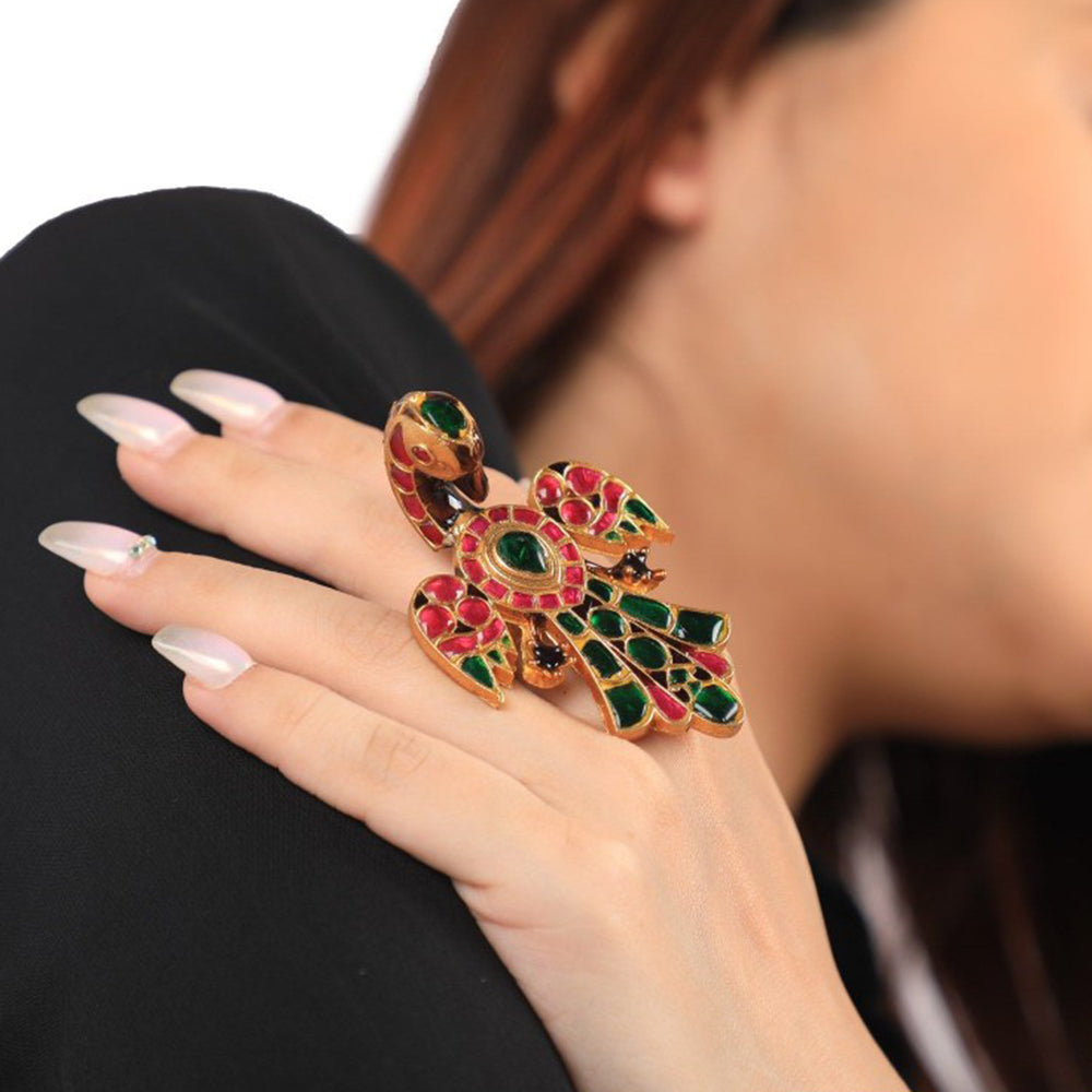 RIANA JEWELLERY Green Finger Ring