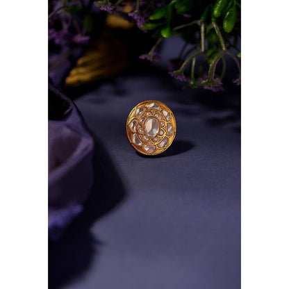 RIANA JEWELLERY White Jadtar Stone Festival Ring