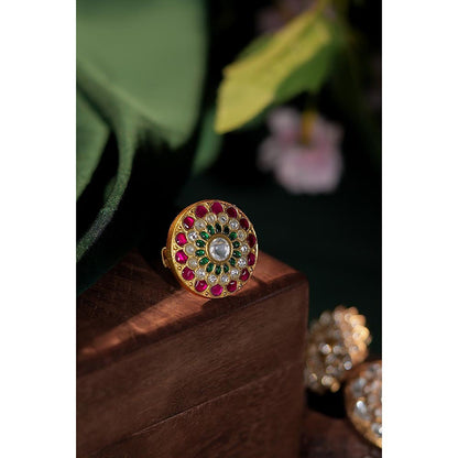 RIANA JEWELLERY Multicolour Floral Adjustable Ring