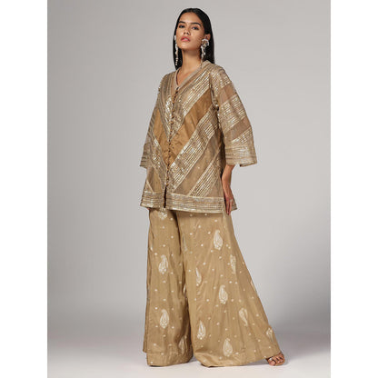 RINA DHAKA Women'S Embroidered Kurti Wide Leg Palazzo (Set of 2)