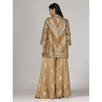 RINA DHAKA Women'S Embroidered Kurti Wide Leg Palazzo (Set of 2)
