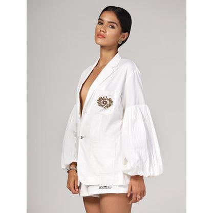 RINA DHAKA Women'S White Embellished Blazer
