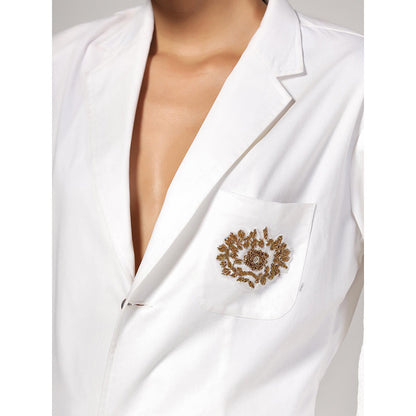 RINA DHAKA Women'S White Embellished Blazer