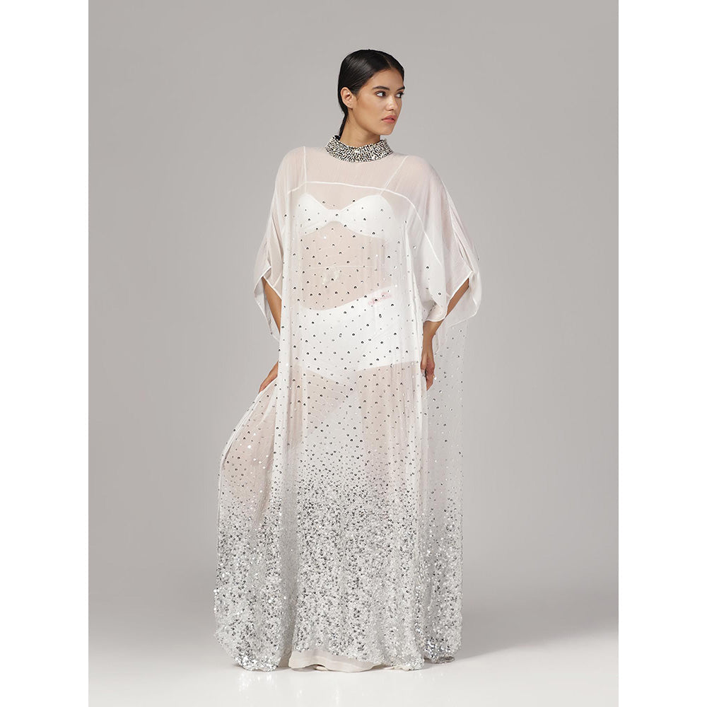 RINA DHAKA Women'S White Embellished Sequin Kaftan