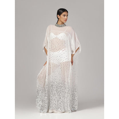 RINA DHAKA Women'S White Embellished Sequin Kaftan