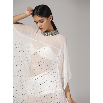 RINA DHAKA Women'S White Embellished Sequin Kaftan