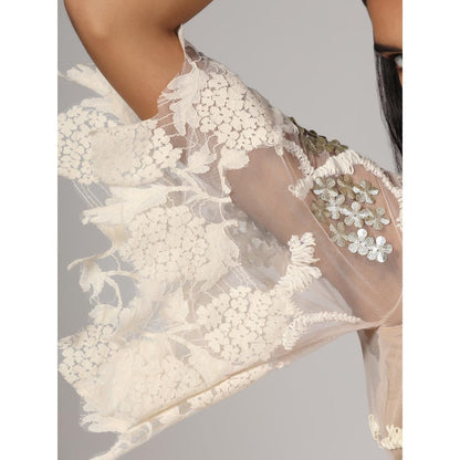 RINA DHAKA Women'S Silk Net Embroidery Blouse with Skirt and Dupatta (Set of 3)