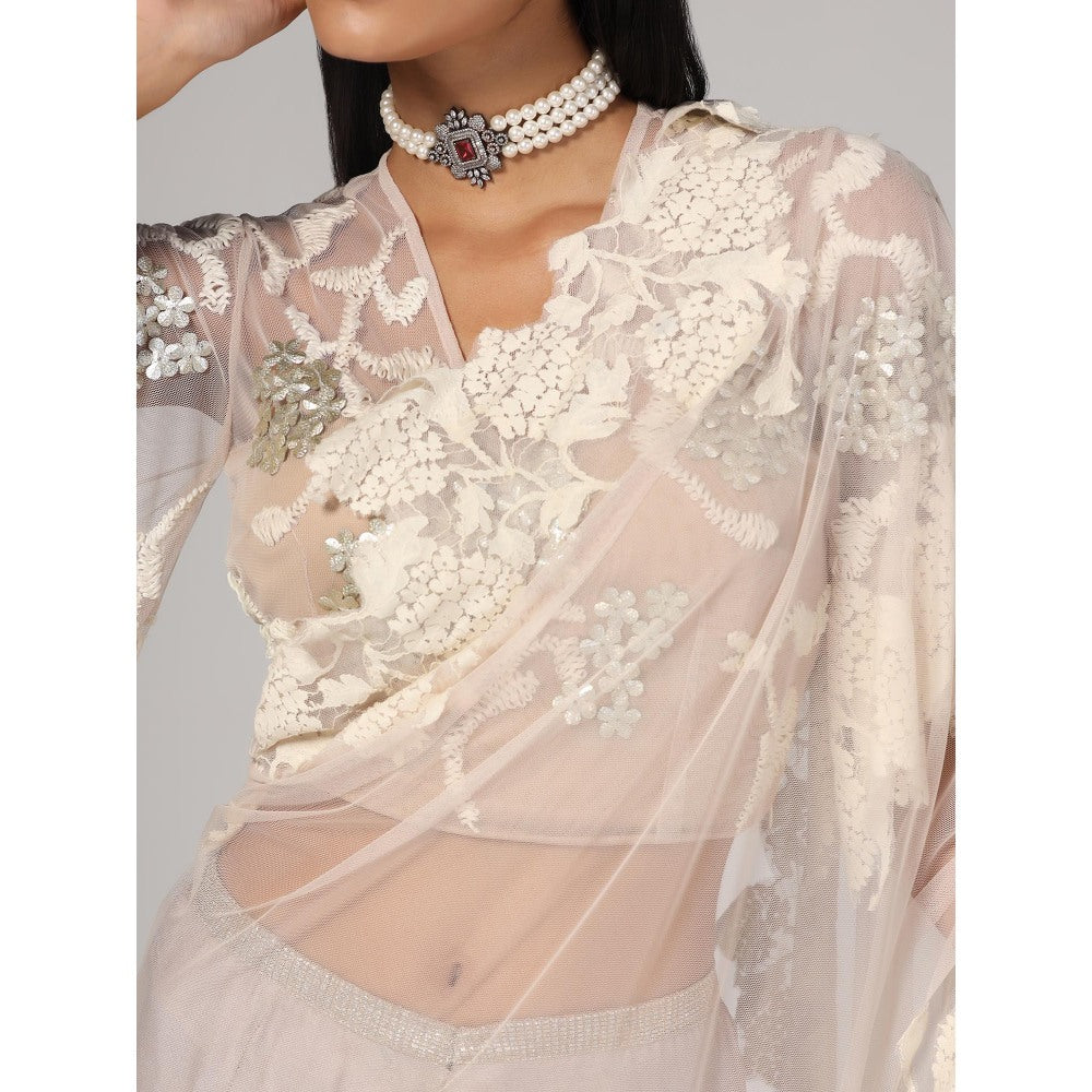 RINA DHAKA Women'S Silk Net Embroidery Blouse with Skirt and Dupatta (Set of 3)