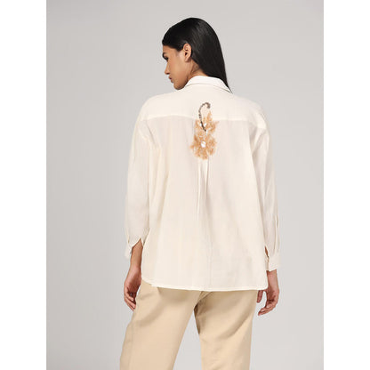RINA DHAKA Women'S White Embellished Embroidery Shirt