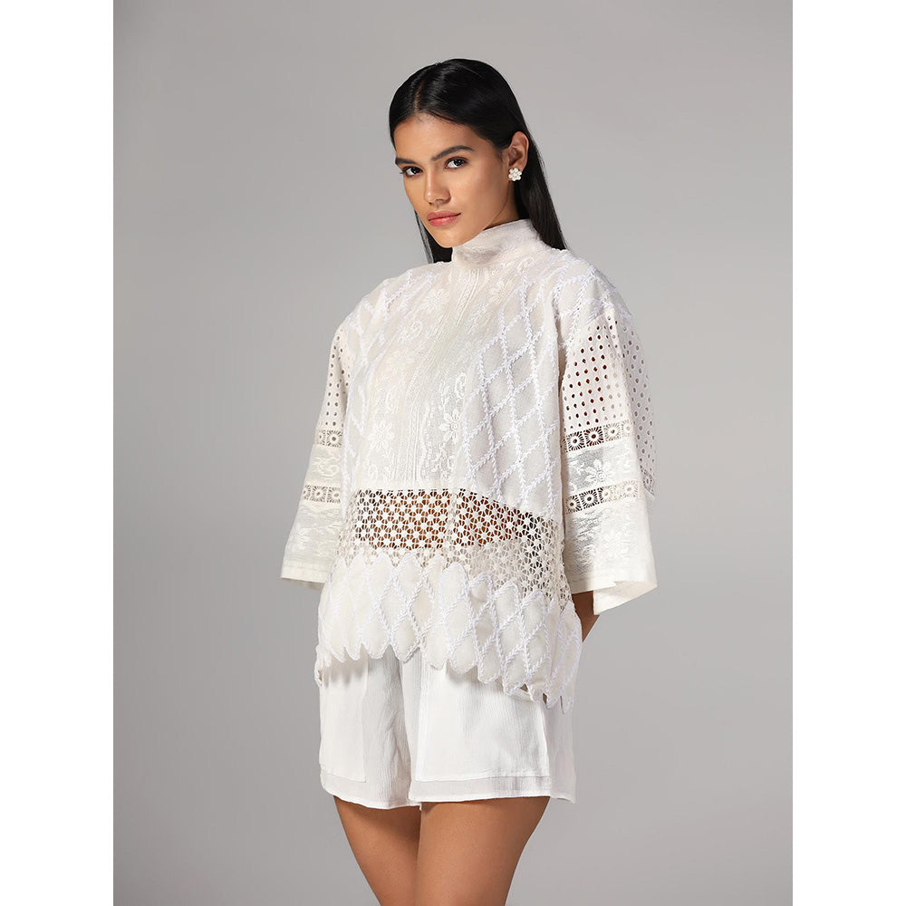 RINA DHAKA Women'S White Embroidery Top