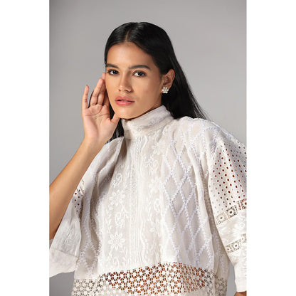 RINA DHAKA Women'S White Embroidery Top