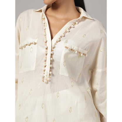 RINA DHAKA Women'S Cream Embellished Co-Ord (Set of 2)