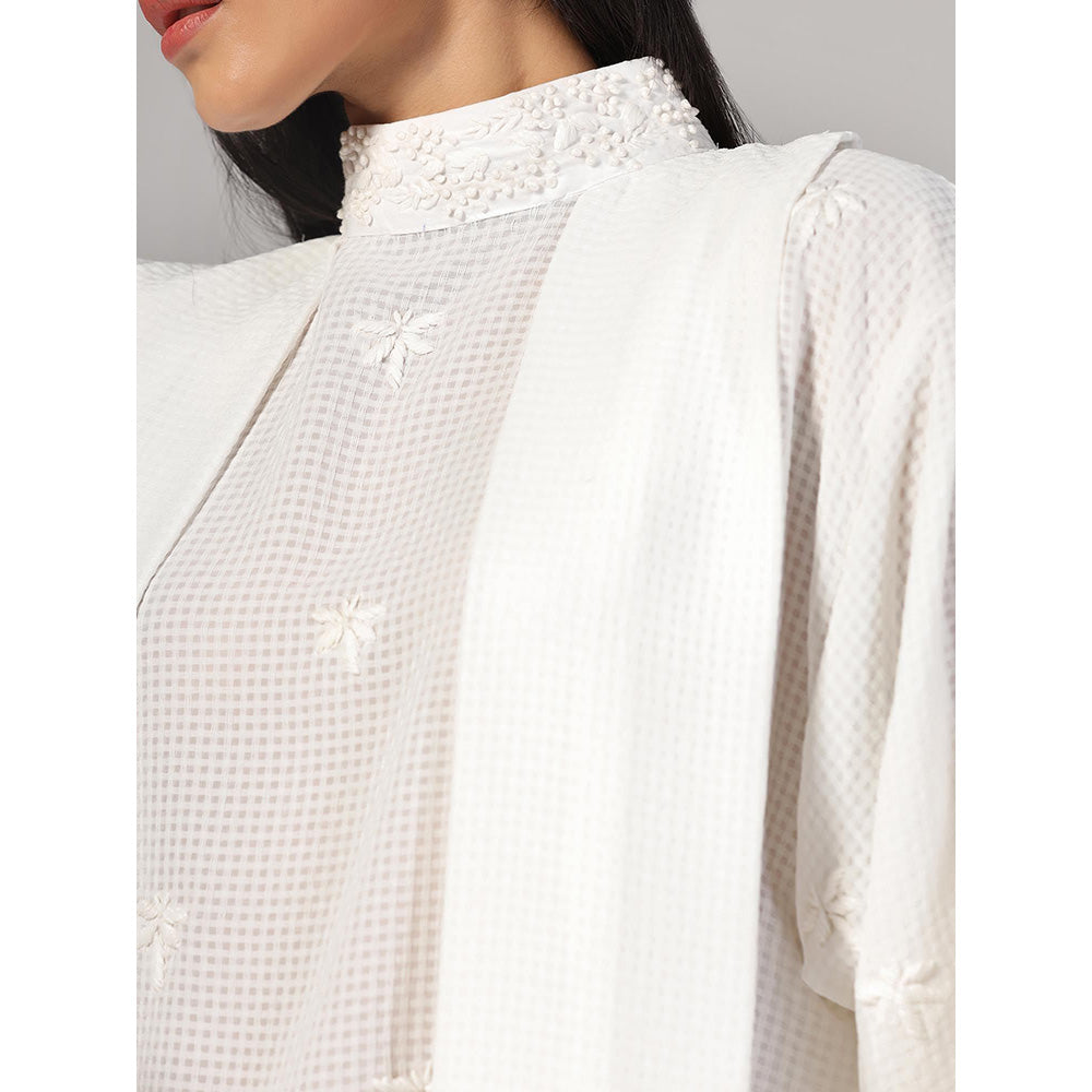 RINA DHAKA Women'S White Embroidered Thread Work Top