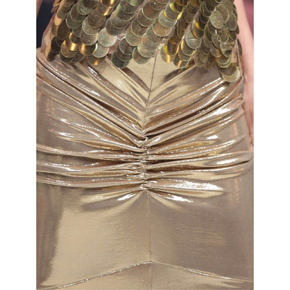 RINA DHAKA Gold Lurex Ruched Skirt