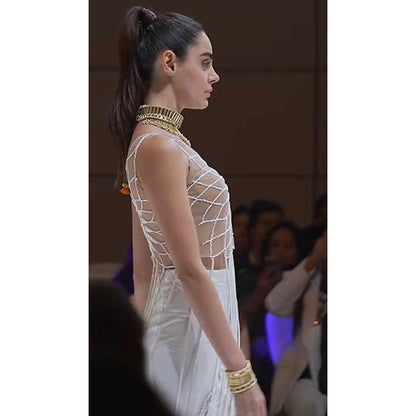 RINA DHAKA Ivory Divine Chakra Thread Bodice Top