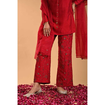 RIRASA Embroidered Short Kurti with Pant and Dupatta (Set of 3)