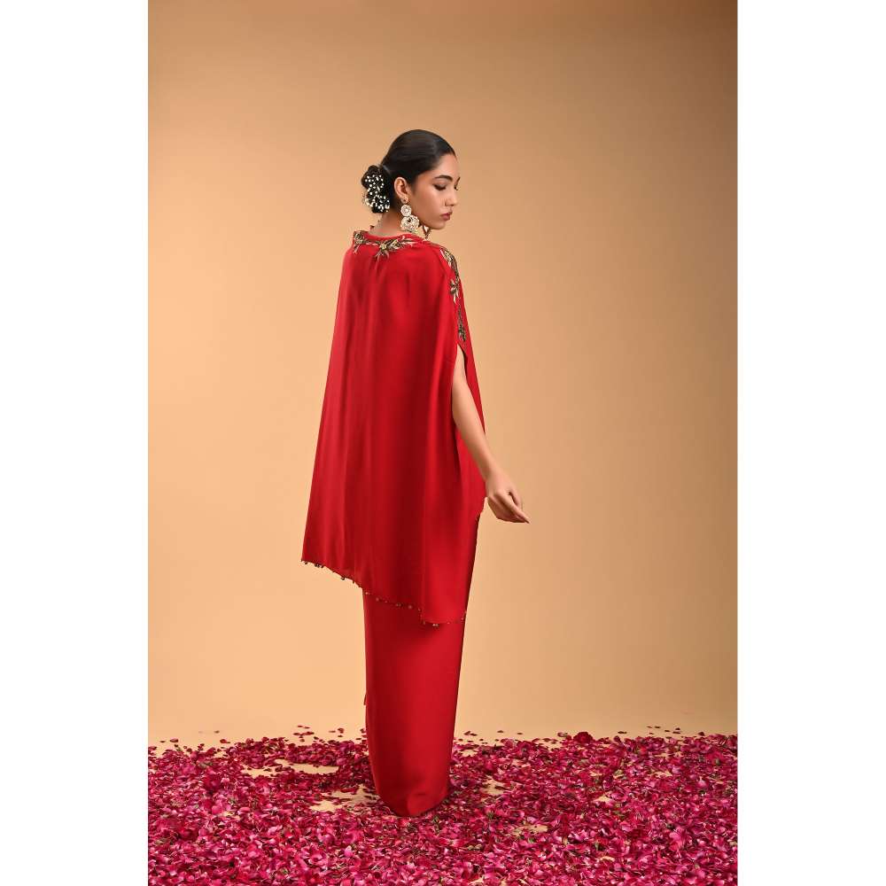 RIRASA Floral Embroidered Kaftan with Skirt (Set of 2)