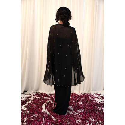 RIRASA Black Cape with Blouse and Skirt (Set of 3)