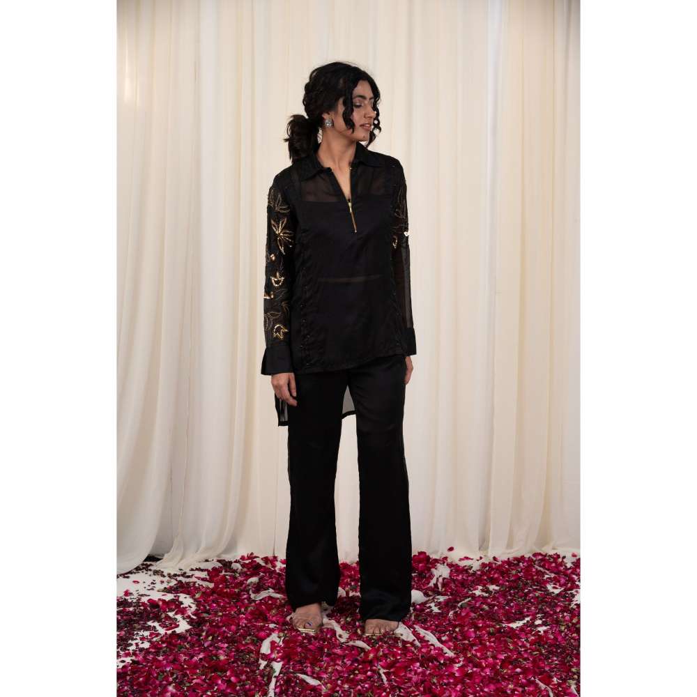 RIRASA Black Embroidered Co-Ord (Set of 2)