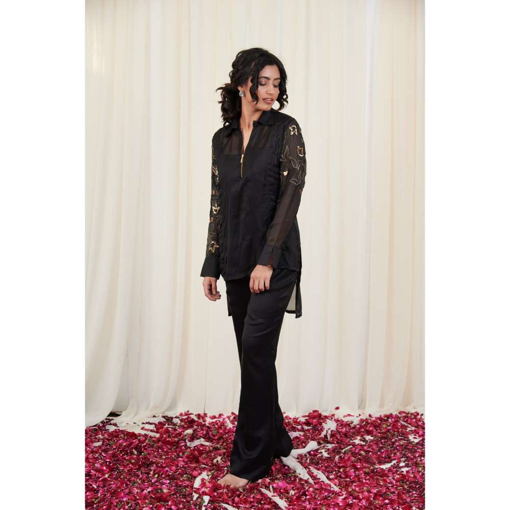 RIRASA Black Embroidered Co-Ord (Set of 2)