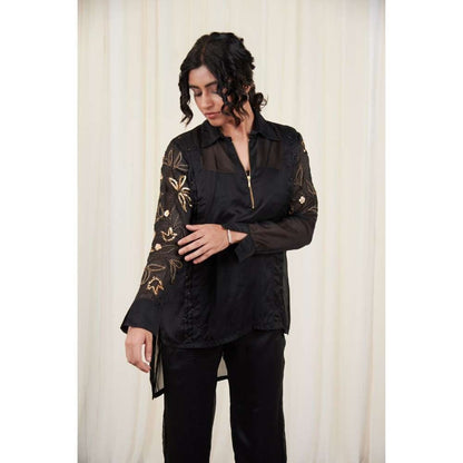 RIRASA Black Embroidered Co-Ord (Set of 2)