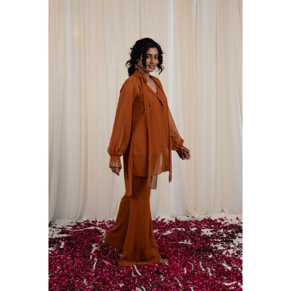 RIRASA Mustard Embroidered Co-Ord (Set of 3)